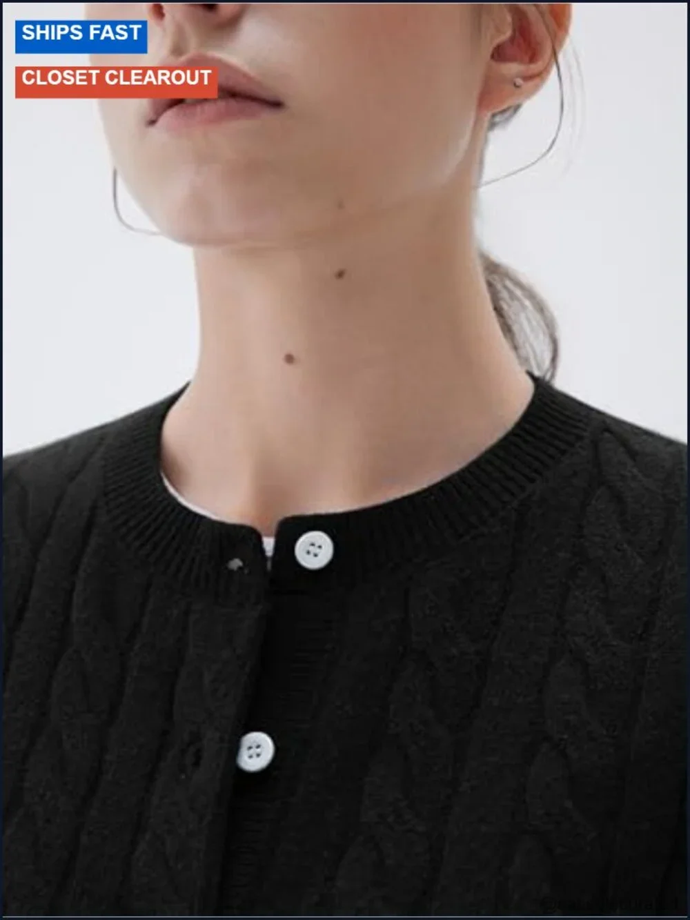 Women Cable Knit Cashmere Blend Sweaters Crew Neck Button Chunky Cardigan Long